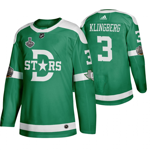 Adidas Dallas Stars #3 John Klingberg Men Green 2020 Stanley Cup Final Stitched Classic Retro NHL Jersey